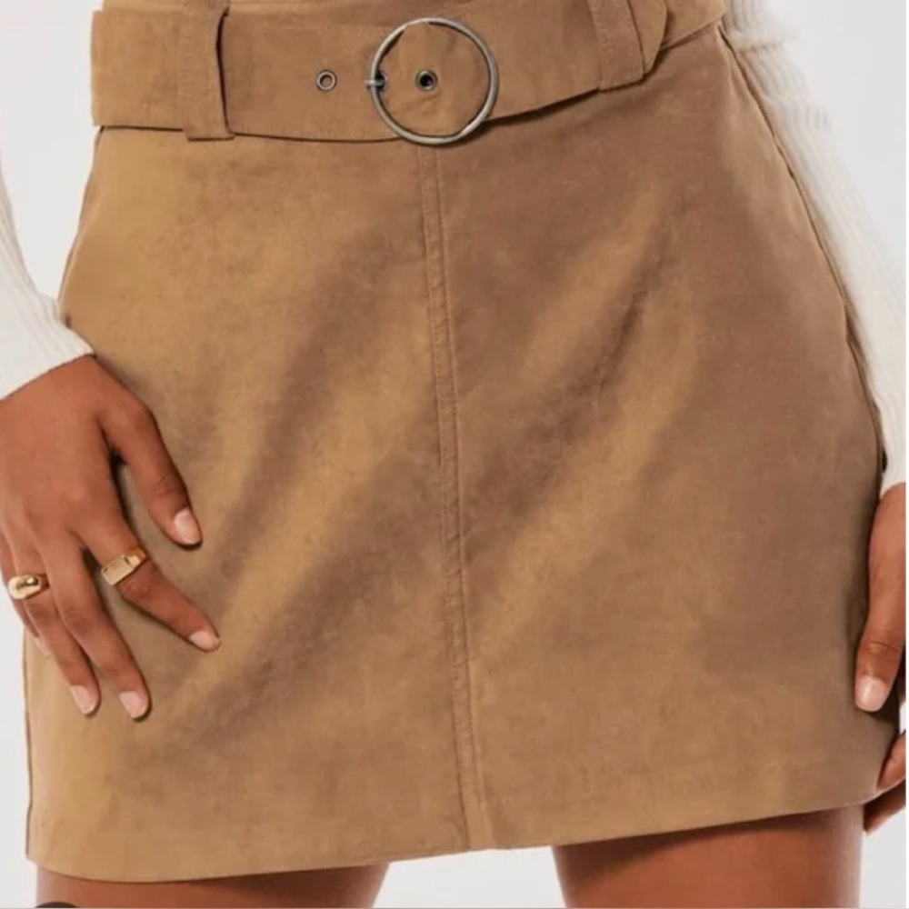 Hollister Tan faux-Suede Mini Skirt (belt not included)